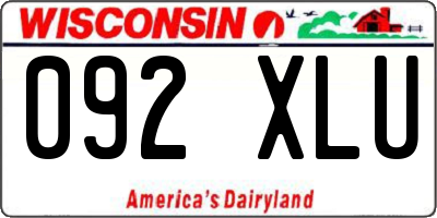 WI license plate 092XLU