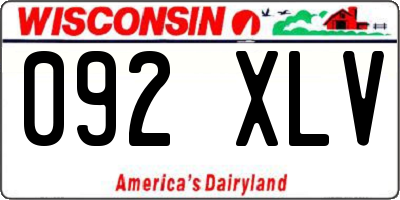 WI license plate 092XLV