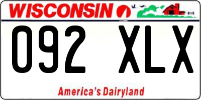 WI license plate 092XLX