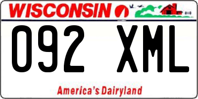 WI license plate 092XML