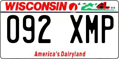 WI license plate 092XMP