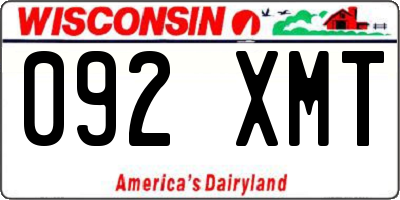 WI license plate 092XMT