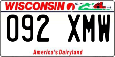 WI license plate 092XMW