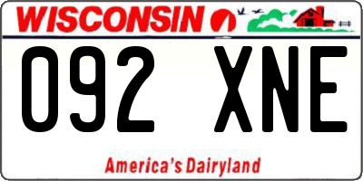 WI license plate 092XNE