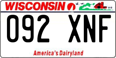 WI license plate 092XNF