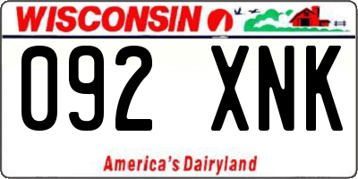 WI license plate 092XNK