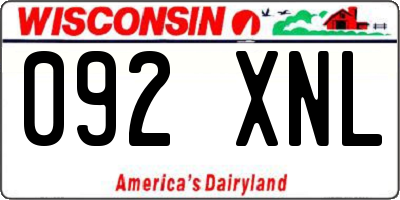 WI license plate 092XNL