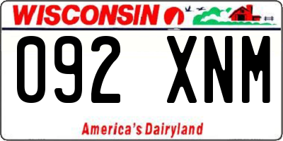WI license plate 092XNM