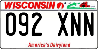 WI license plate 092XNN