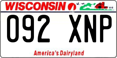 WI license plate 092XNP