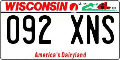 WI license plate 092XNS