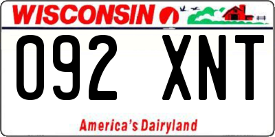 WI license plate 092XNT