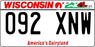 WI license plate 092XNW