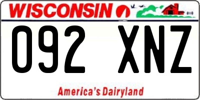 WI license plate 092XNZ