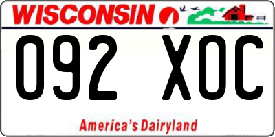 WI license plate 092XOC