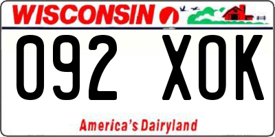 WI license plate 092XOK