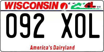 WI license plate 092XOL