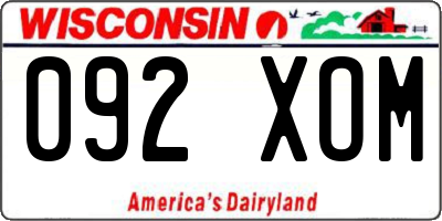 WI license plate 092XOM