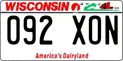 WI license plate 092XON