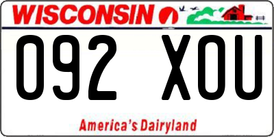 WI license plate 092XOU