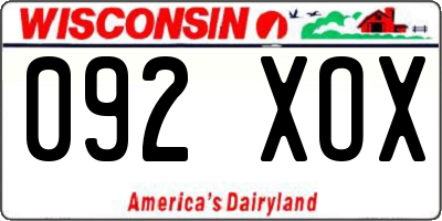 WI license plate 092XOX
