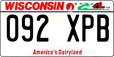WI license plate 092XPB