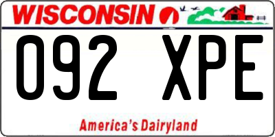 WI license plate 092XPE