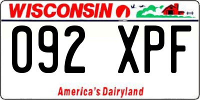 WI license plate 092XPF