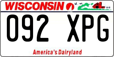 WI license plate 092XPG