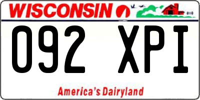 WI license plate 092XPI