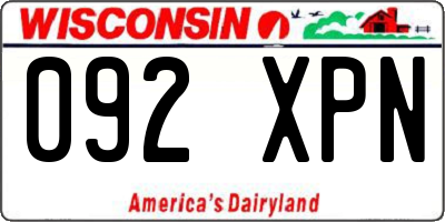 WI license plate 092XPN