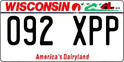 WI license plate 092XPP