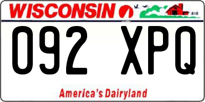 WI license plate 092XPQ