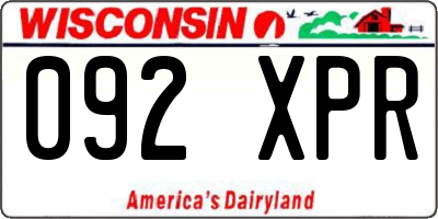 WI license plate 092XPR