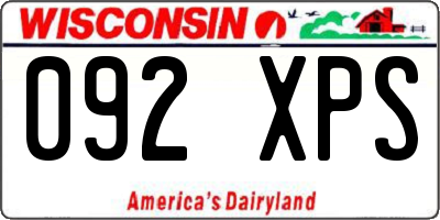 WI license plate 092XPS
