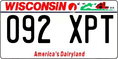 WI license plate 092XPT