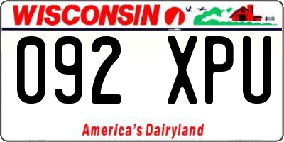 WI license plate 092XPU