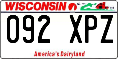 WI license plate 092XPZ