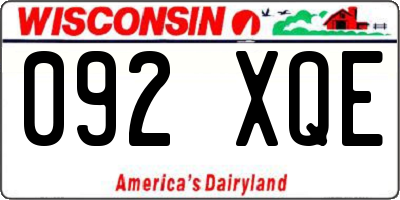 WI license plate 092XQE
