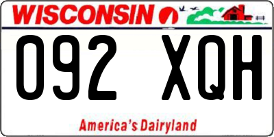 WI license plate 092XQH