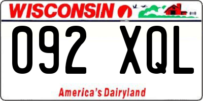 WI license plate 092XQL