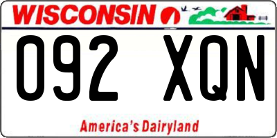 WI license plate 092XQN