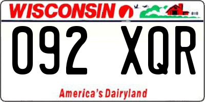 WI license plate 092XQR