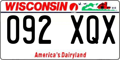WI license plate 092XQX