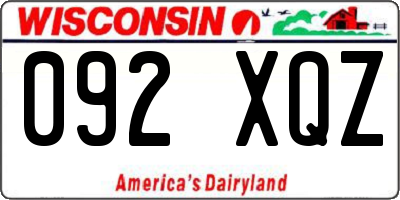 WI license plate 092XQZ