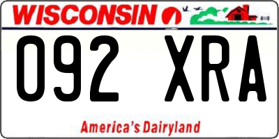 WI license plate 092XRA