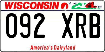 WI license plate 092XRB