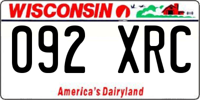 WI license plate 092XRC