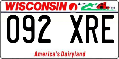 WI license plate 092XRE