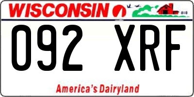 WI license plate 092XRF